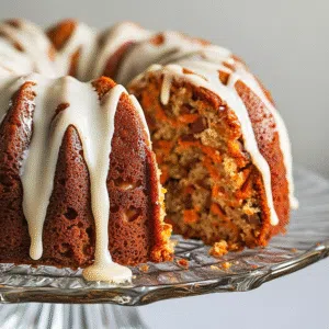Moist carrot bundt cake with cream cheese glaze